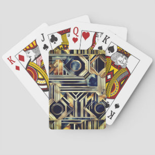 Art-deco marble Black and gold Jazzy Geometric Playing Cards