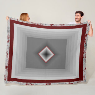 Art Deco Marble Design; Dark Red Fleece Blanket