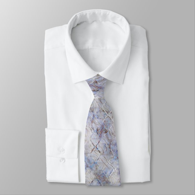 ART DECO MARBLE LILAC DIAMOND ABSTRACT TIE (Tied)