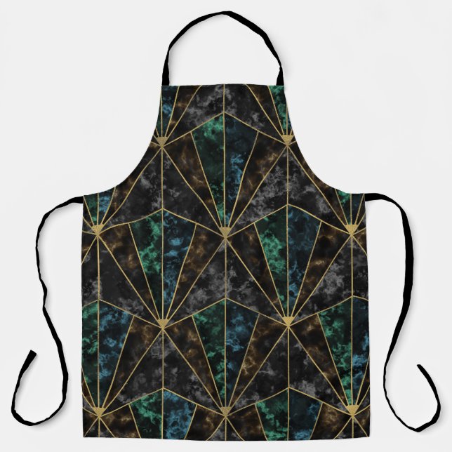 Art Deco Marble: Malachite Luxury Apron (Front)