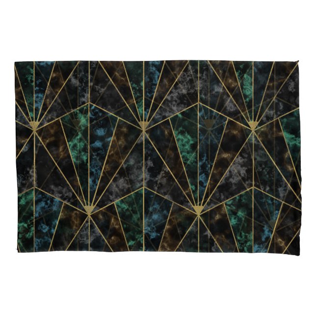 Art Deco Marble: Malachite Luxury Pillowcase (Front)