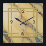 Art Deco marble Square Wall Clock<br><div class="desc">Great clock design. You will love it like others. Be free to use this design for other product you like or to customise and add your text. Follow me for more. Thank you. Have a nice day.</div>