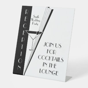 Art Deco Martini Pedestal Sign