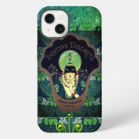 Art deco masked woman vintage green black