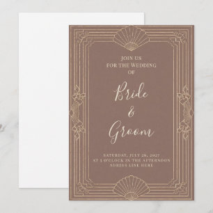 Art Deco Mauve Champagne Gold Editable Wedding Invitation