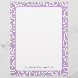 Art Deco Mauve Ornate Personalised Letterhead