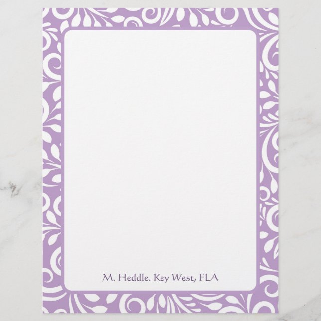Art Deco Mauve Ornate Personalised Letterhead (Front)