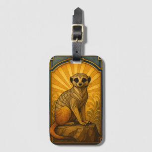 Art Deco Meerkat Illustration Luggage Tag