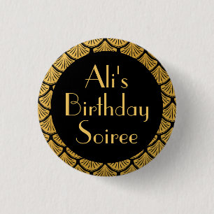 Art Deco Mermaid Scales - Black 3 Cm Round Badge