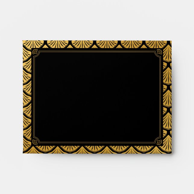 Art Deco Mermaid Scales - Black & Gold Envelope (Front)