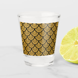 Art Deco Mermaid Scales - Black & Gold Shot Glass