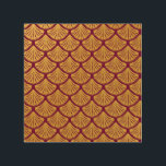 Art Deco Mermaid Scales - Magenta<br><div class="desc">A pattern of mermaid scales in a dark magenta colour,  with a gold background. The scales are in an art deco style.</div>