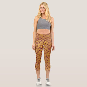 Art Deco Mermaid Scales - Magenta Capri Leggings