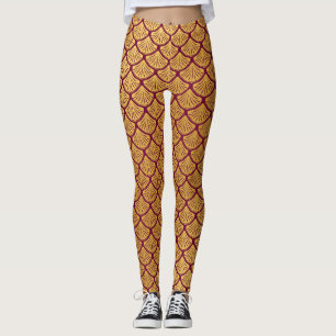 Art Deco Mermaid Scales - Magenta Leggings