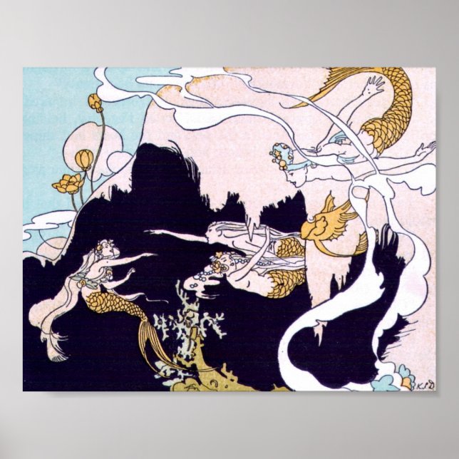 Art Deco Mermaids Poster (Front)