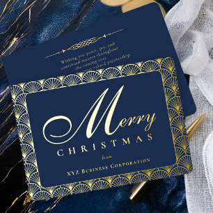 Art Deco Merry Christmas Navy Business