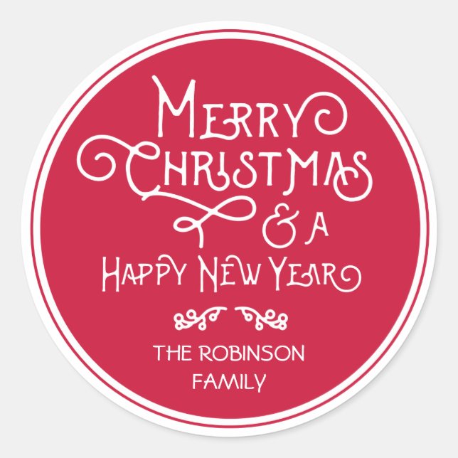 Art Deco Merry Christmas Sticker (Front)
