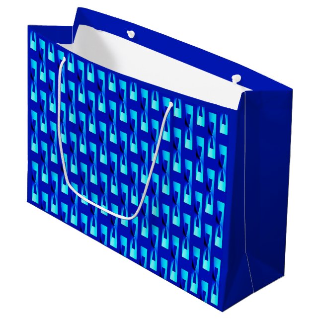 Art Deco Metallic Geometric - Cobalt Blue Large Gift Bag (Front Angled)