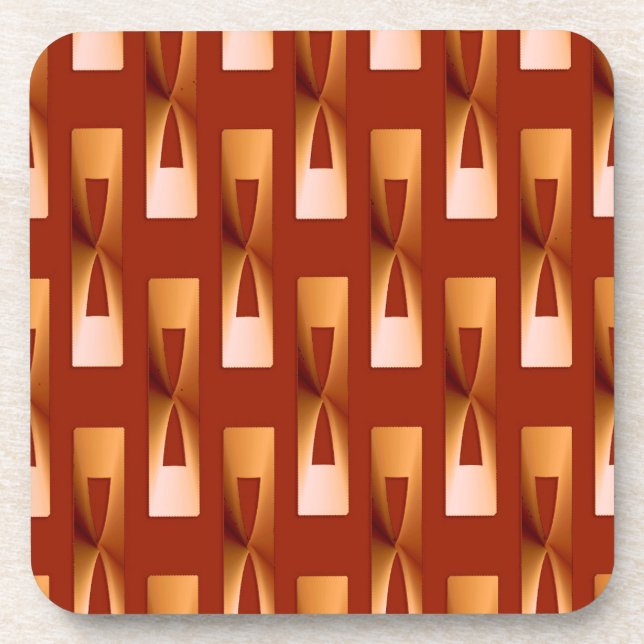Art Deco Metallic Geometric - Copper and Rust Coaster (Front)