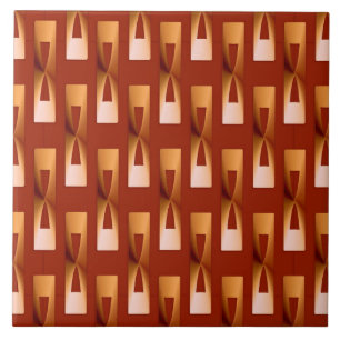 Art Deco Metallic Geometric - Copper and Rust Tile