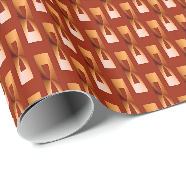 Art Deco Metallic Geometric - Copper and Rust Wrapping Paper (Roll Corner)