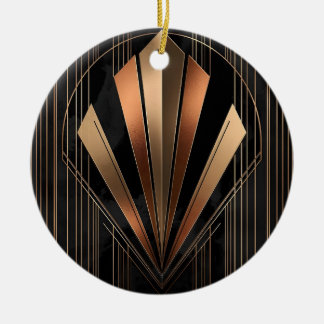 Art Deco Metallic Geometric Elegance Ceramic Tree Decoration