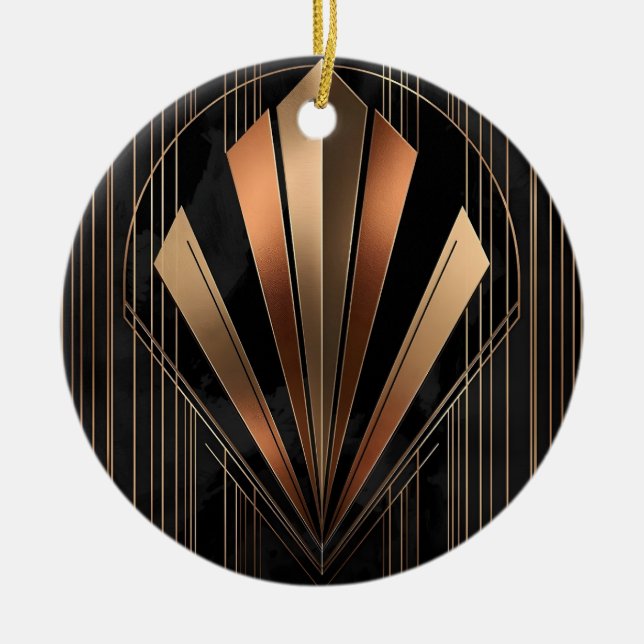 Art Deco Metallic Geometric Elegance Ceramic Tree Decoration (Front)