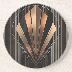 Art Deco Metallic Geometric Elegance Coaster
