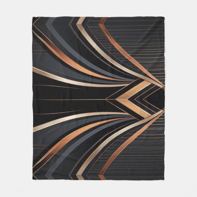 Art Deco Metallic Geometric Elegance Fleece Blanket (Front)