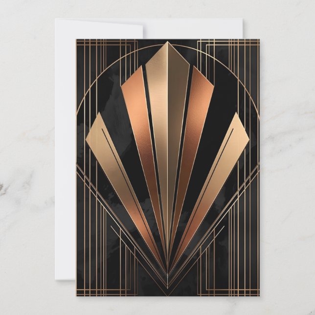 Art Deco Metallic Geometric Elegance Holiday Card (Front)