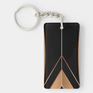 Art Deco Metallic Geometric Elegance Key Ring