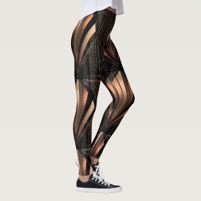 Art Deco Metallic Geometric Elegance Leggings (Right)