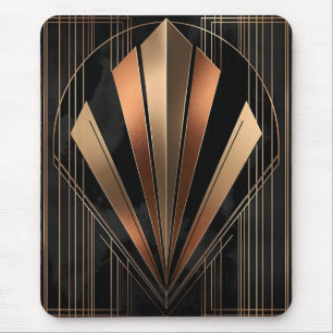 Art Deco Metallic Geometric Elegance Mouse Pad
