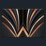 Art Deco Metallic Geometric Elegance Photo Print<br><div class="desc">This abstract Art Deco design exudes luxury and sophistication with its sweeping metallic arcs in gold, copper, and grey against a deep black background. Symmetrical curves converge towards a central focal point, framed by sharp angular lines and vertical patterns, evoking glamour and retro elegance. Perfect for elevating home decor, office...</div>