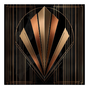 Art Deco Metallic Geometric Elegance Poster