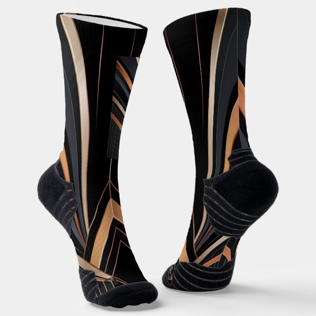 Art Deco Metallic Geometric Elegance Socks (Angled)