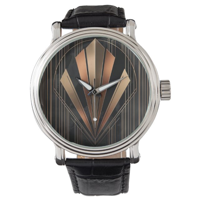 Art Deco Metallic Geometric Elegance Watch (Front)
