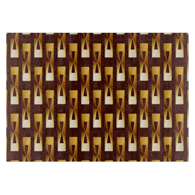 Art Deco Metallic Geometric - Gold and Chocolate Cutting Board (Front)