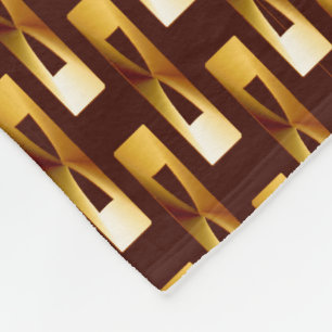 Art Deco Metallic Geometric - Gold and Chocolate Fleece Blanket