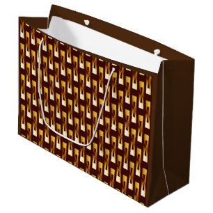 Art Deco Metallic Geometric - Gold and Chocolate Large Gift Bag