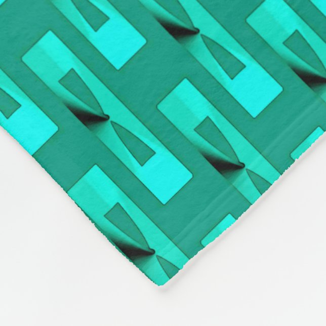 Art Deco Metallic Geometric - Peacock and Teal Fleece Blanket (Corner)