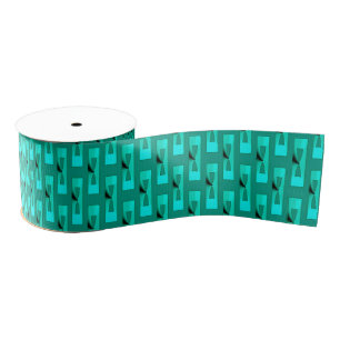 Art Deco Metallic Geometric - Peacock and Teal Grosgrain Ribbon