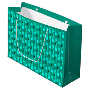 Art Deco Metallic Geometric - Peacock and Teal Large Gift Bag