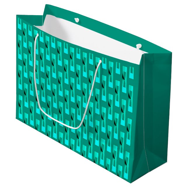 Art Deco Metallic Geometric - Peacock and Teal Large Gift Bag (Front Angled)