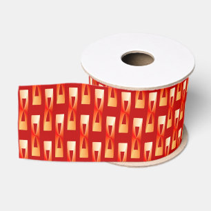 Art Deco Metallic Geometric - Red and Coral Grosgrain Ribbon