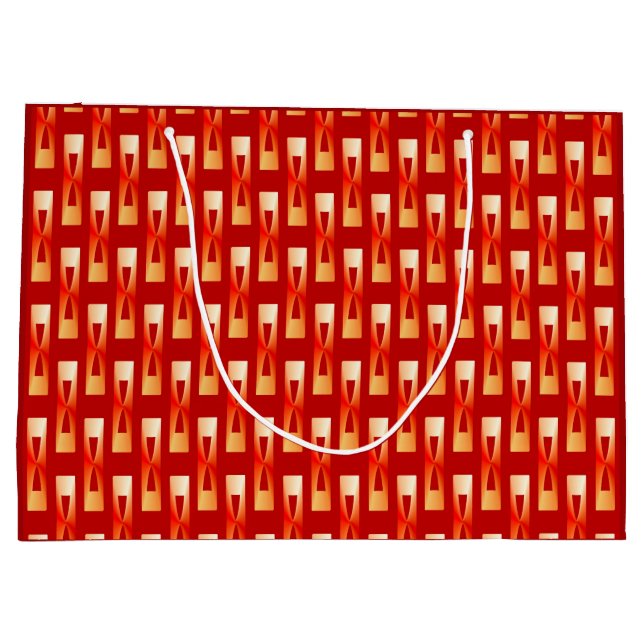 Art Deco Metallic Geometric - Red and Coral Large Gift Bag (Back)