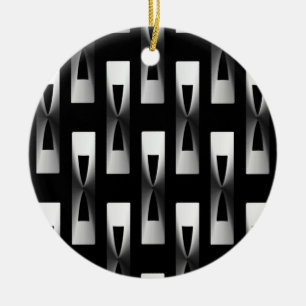 Art Deco Metallic Geometric - Silver and Black Ceramic Tree Decoration