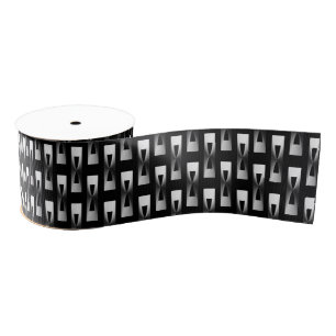 Art Deco Metallic Geometric - Silver and Black Grosgrain Ribbon