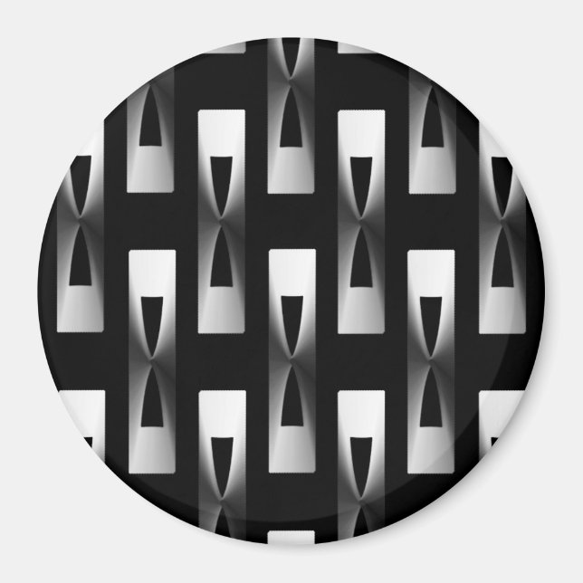 Art Deco Metallic Geometric - Silver and Black Magnet (Front)