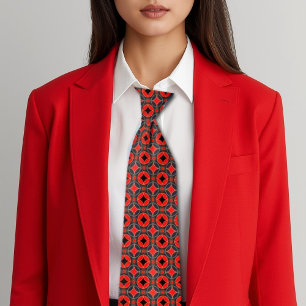 Art  Deco  micro pattern  red&black  Tie